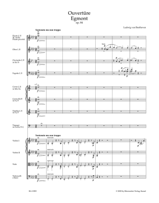 Overture \'\'Egmont\'\' for Orchestra op. 84 - Beethoven/Del Mar - Full Score - Book