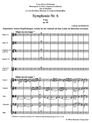 Symphony no. 6 in F major op. 68 \'\'Pastorale\'\' - Beethoven/Del Mar - Study Score - Book