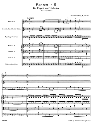 Concerto in B-flat major K. 191(186e) - Mozart/Giegling - Full Score - Book