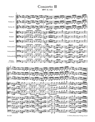Brandenburg Concerto no. 3 in G major BWV 1048 - Bach/Besseler - Full Score - Book