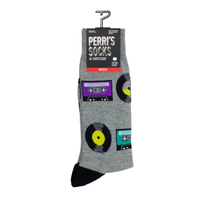 Retro Cassette and Vinyl Crew Knit Socks