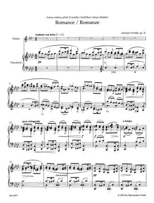 Romance Op. 11 - Dvorak - Performance Score, Part, Urtext Edition - Violin, Piano