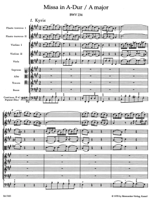 Mass in A major BWV 234, Lutheran Mass - Bach/Platen/Helms - Full Score - Book