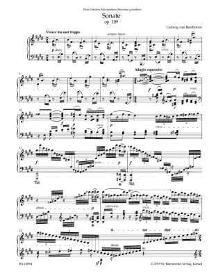 Sonata in E major op. 109 - Beethoven/Del Mar - Piano - Book