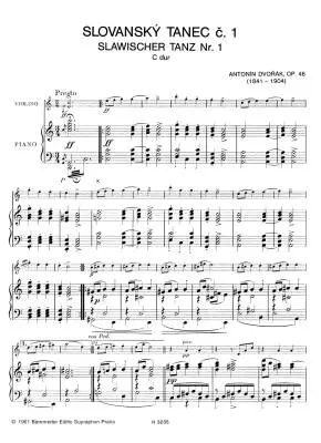 Slawische Tanze No. 1-4 Op. 46 - Dvorak - Performance Score, Part - Violin, Piano