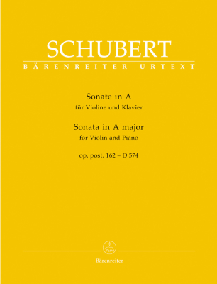 Baerenreiter Verlag - Sonata in A major op. post.162 D 574 - Schubert/Wirth - Violin/Piano - Book