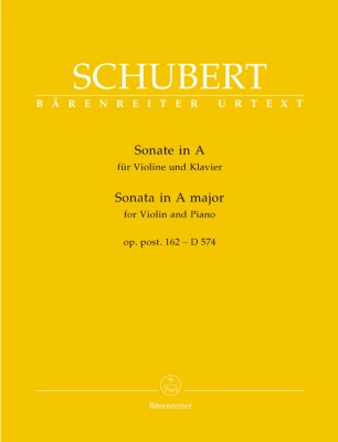 Baerenreiter Verlag - Sonata in A major op. post.162 D 574 - Schubert/Wirth - Violin/Piano - Book