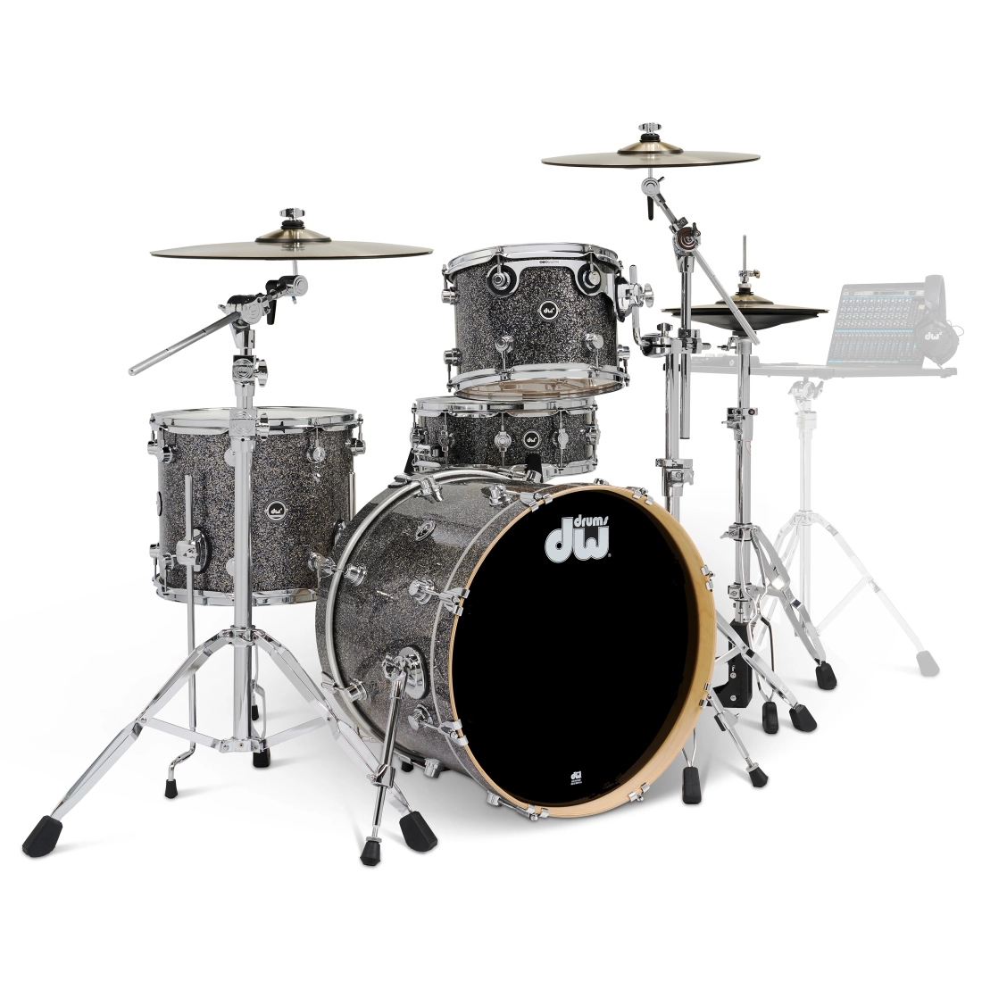 DWe 4-Piece Drumset with Cymbals and Hardware - Black Galaxy