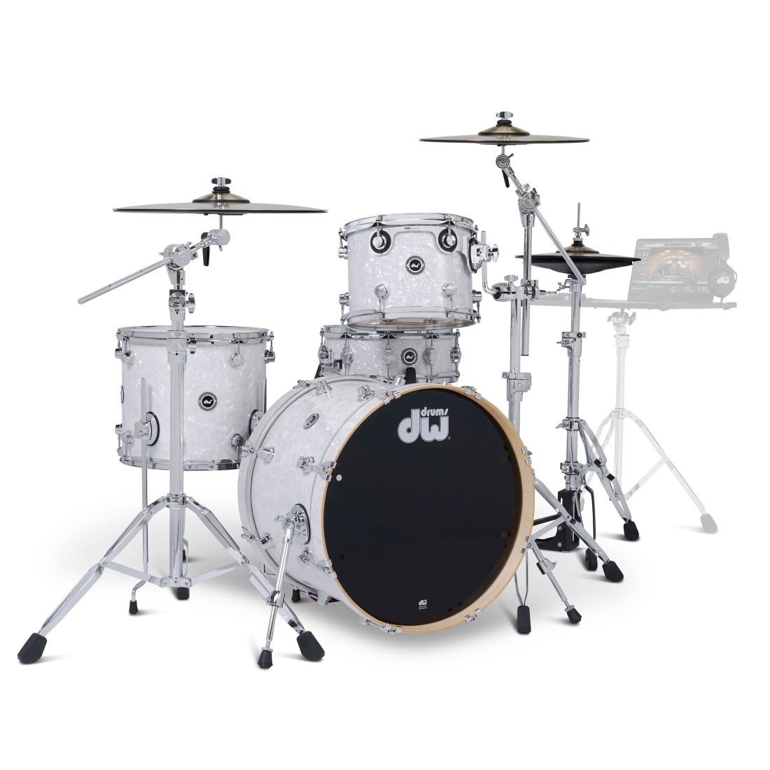 DWe 4-Piece Drumset with Cymbals and Hardware - White Marine Pearl