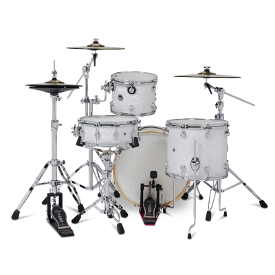 DWe 4-Piece Drumset with Cymbals and Hardware - White Marine Pearl