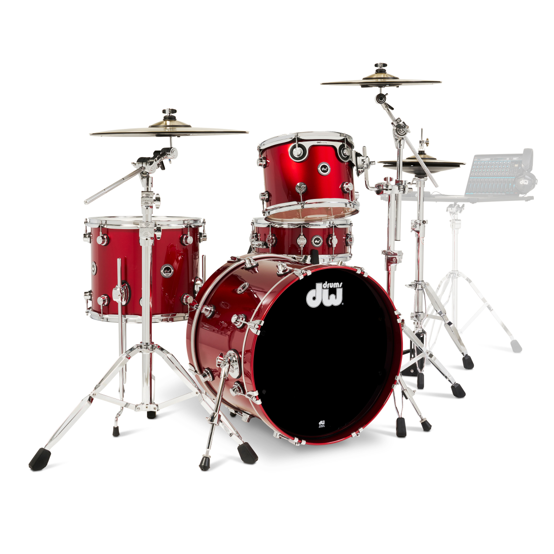 DWe 4-Piece Drumset with Cymbals and Hardware - Black Cherry Metallic