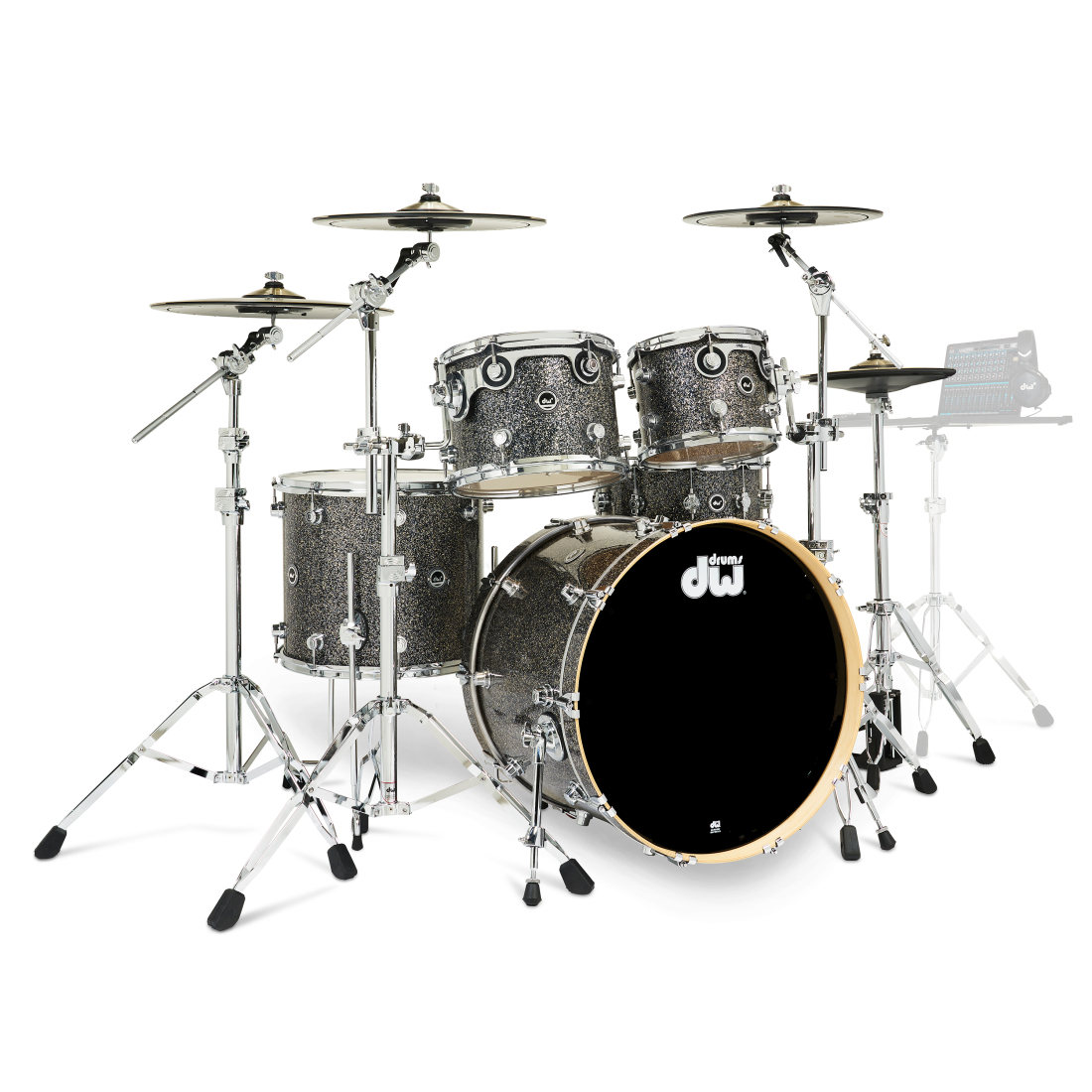 DWe 5-Piece Drumset with Cymbals and Hardware - Black Galaxy