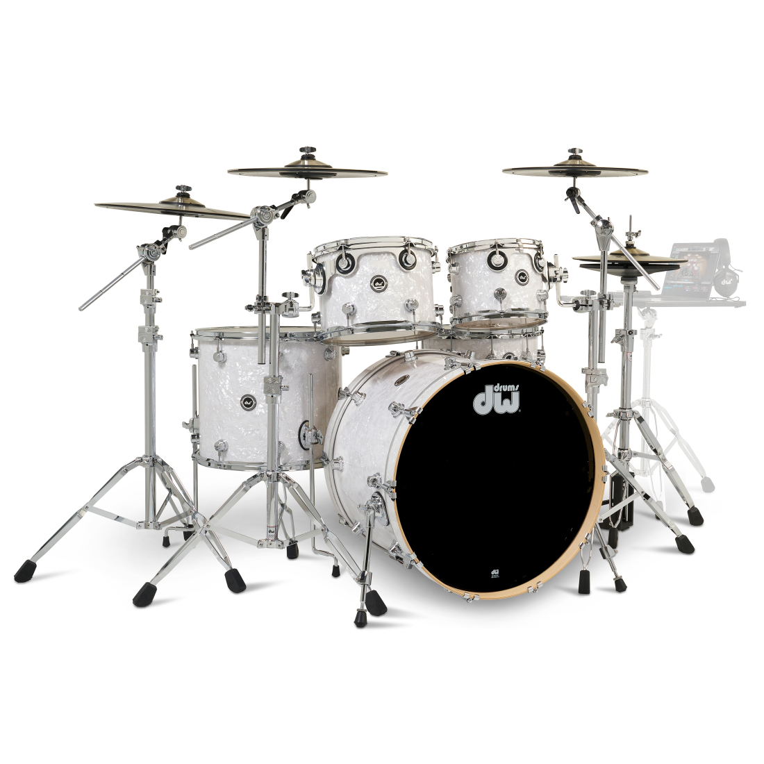 DWe 5-Piece Drumset with Cymbals and Hardware - White Marine Pearl