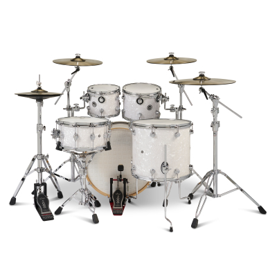 DWe 5-Piece Drumset with Cymbals and Hardware - White Marine Pearl