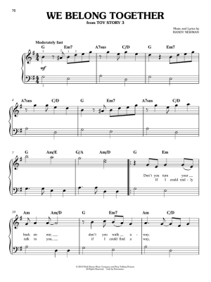Disney Songs in Easy Keys - Easy Piano - Book