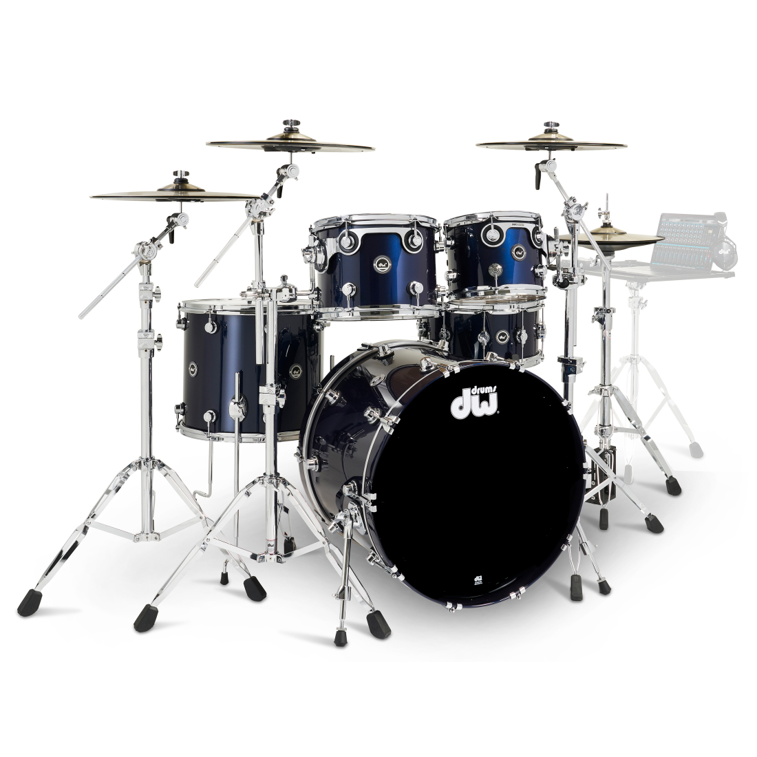 DWe 5-Piece Drumset with Cymbals and Hardware - Midnight Blue Metallic