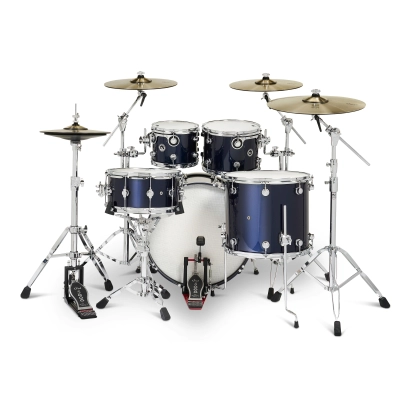 DWe 5-Piece Drumset with Cymbals and Hardware - Midnight Blue Metallic