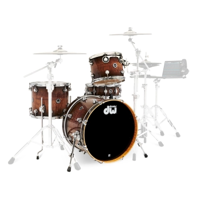 Drum Workshop - DWe 4-Piece Shell Pack (20,12,14,SD) - Candy Black Burst over Curly Maple