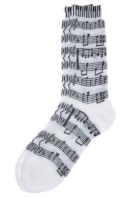 AIM Gifts - Keyboard and Music Staff Socks - Ladies - White/Black