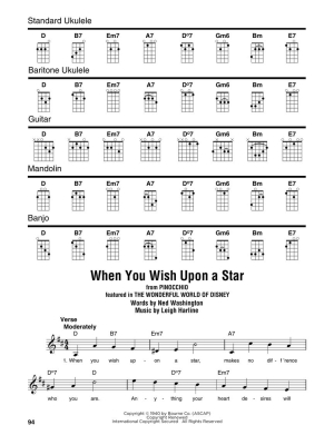 Disney Songs: Strum Together - Phillips - Ukulele/Baritone Ukulele/Guitar/Banjo/Mandolin - Book