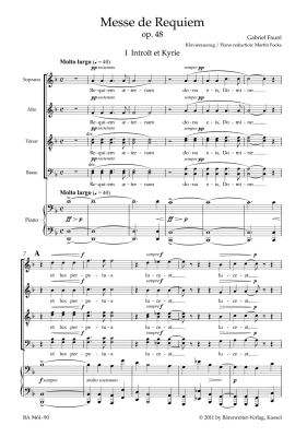 Messe de Requiem op. 48 N 97b (Version of 1900) - Faure/Stahl/Stegemann - Vocal Score - Book