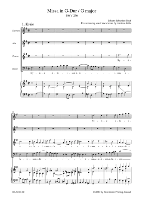 Mass in G major BWV 236 - Bach/Platen - Vocal Score - Book