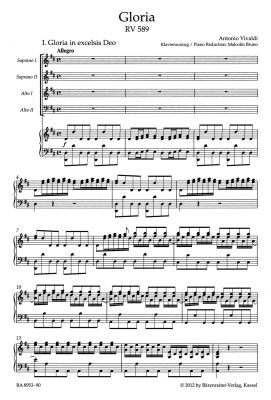 Gloria RV 589 - Vivaldi/Bruno - SSAA Vocal Score - Book