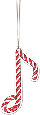 Acrylic 8th Note Ornament - Candy Cane