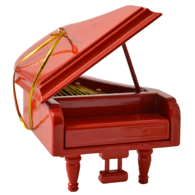 Mini Grand Piano Ornament - Red, 3.5\'\'