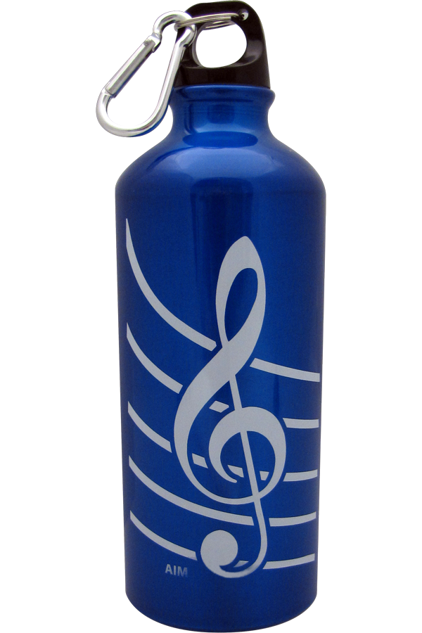 Treble Clef 20 oz Aluminum Water Bottle - Blue