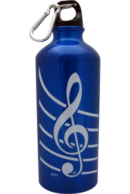 Treble Clef 20 oz Aluminum Water Bottle - Blue
