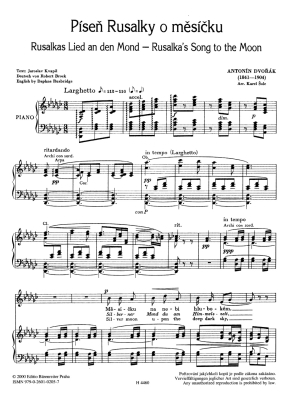 Rusalka\'s Song to the Moon - Dvorak - Vocal Score - Book