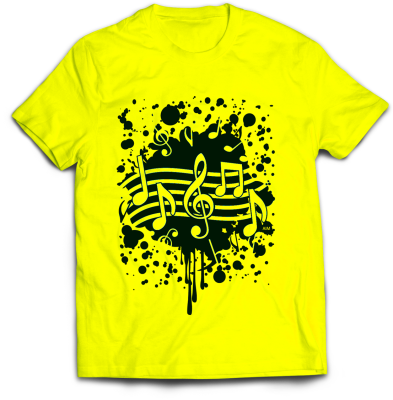 AIM Gifts - Musical Note T Shirt Neon Yellow - Small