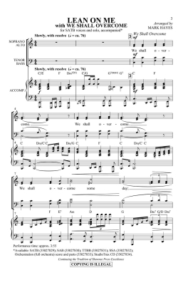 Lean on Me (with We Shall Overcome) - Withers/Hayes - SATB