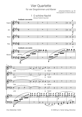 4 Quartets Op. 92 - Brahms/Wiechert - SATB