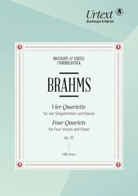 Breitkopf & Hartel - 4Quatuors Op.92 Brahms, Wiechert SATB