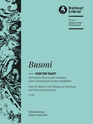 Breitkopf & Hartel - Doktor Faust K 303 - Busoni - Vocal Score - Book