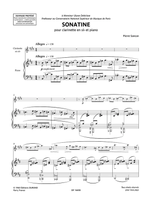 Sonatine - Sancan - Bb Clarinet/Piano - Book