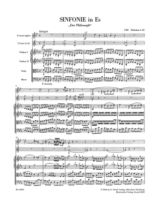 Symphony in E-flat major Hob. I:22 \'\'Der Philosoph\'\' - Haydn/Walter - Full Score - Book