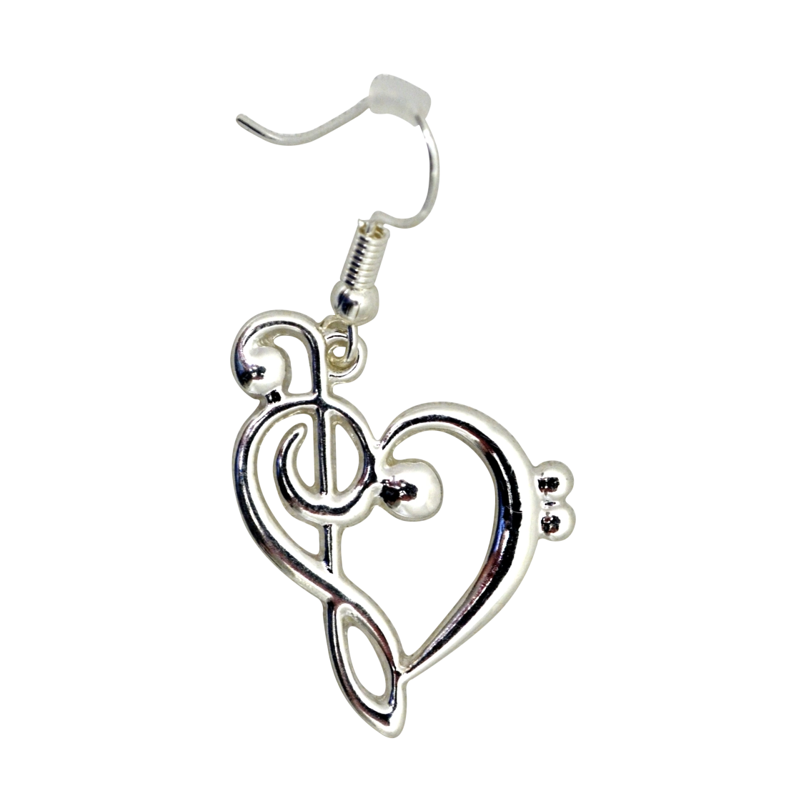 Silver Treble Clef Heart Earrings