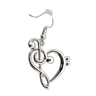 Silver Treble Clef Heart Earrings