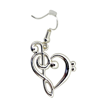 AIM Gifts - Silver Treble Clef Heart Earrings