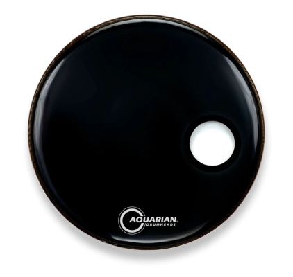 Aquarian - Small Offset Port Resonant Bass Drum Head, 18 - Gloss Black
