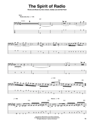 Rush: Bass Play-Along Volume 61 - Bass Guitar TAB - Book/Audio Online