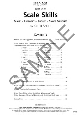 Scale Skills, Level 8 - Snell - Piano - Book