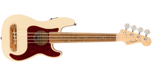 Fender - Fullerton Precision Bass Uke w/Electronics, Walnut Fingerboard - Olympic White