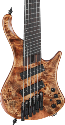 EHB Ergonomic Headless 6-String Multiscale Electric Bass Guitar with Gigbag - Antique Brown Stained Low Gloss