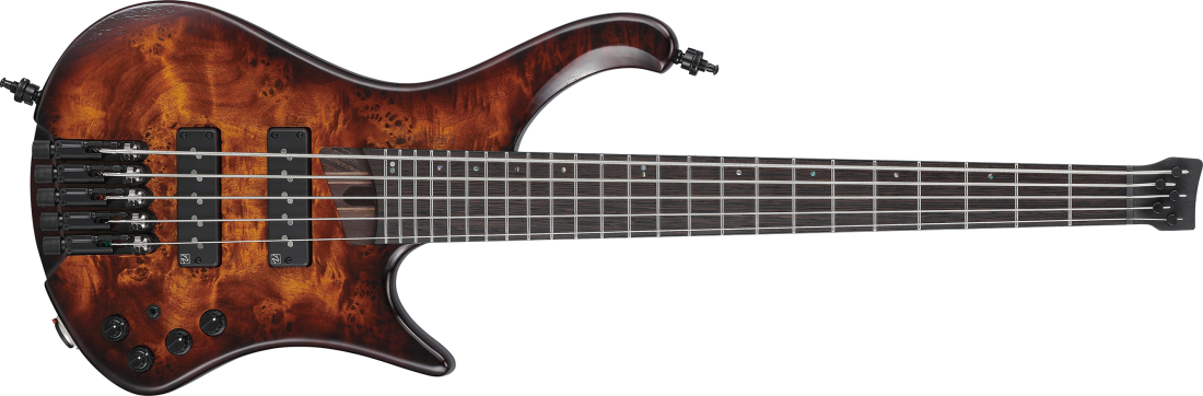 EHB Ergonomic Headless 5-String Electric Bass Guitar with Gigbag - Dragon Eye Burst Low Gloss