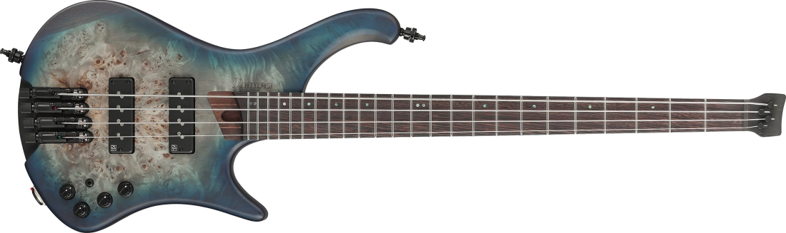 EHB Ergonomic Headless Electric Bass Guitar with Gigbag - Cosmic Blue Starburst Flat