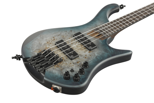 EHB Ergonomic Headless Electric Bass Guitar with Gigbag - Cosmic Blue Starburst Flat